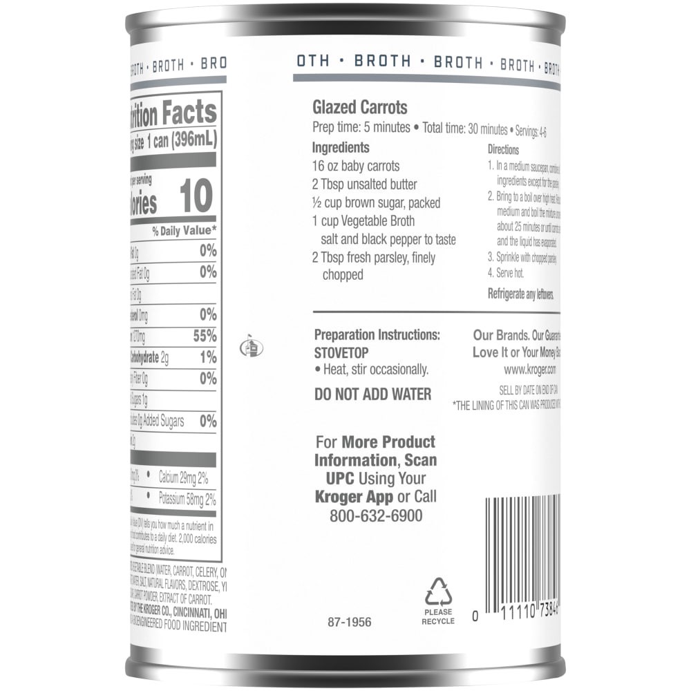 slide 3 of 4, Kroger Fat Free Vegetable Broth, 14 oz
