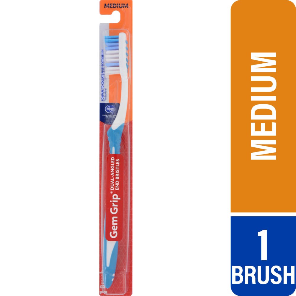 slide 5 of 5, Kroger® Gem Grip® Diamond Head Toothbrush with Medium Bristles, 1 ct