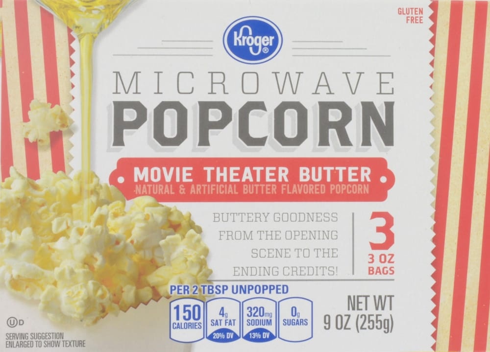 slide 1 of 1, Kroger Microwave Popcorn - Movie Theater Butter, 3 ct; 3 oz