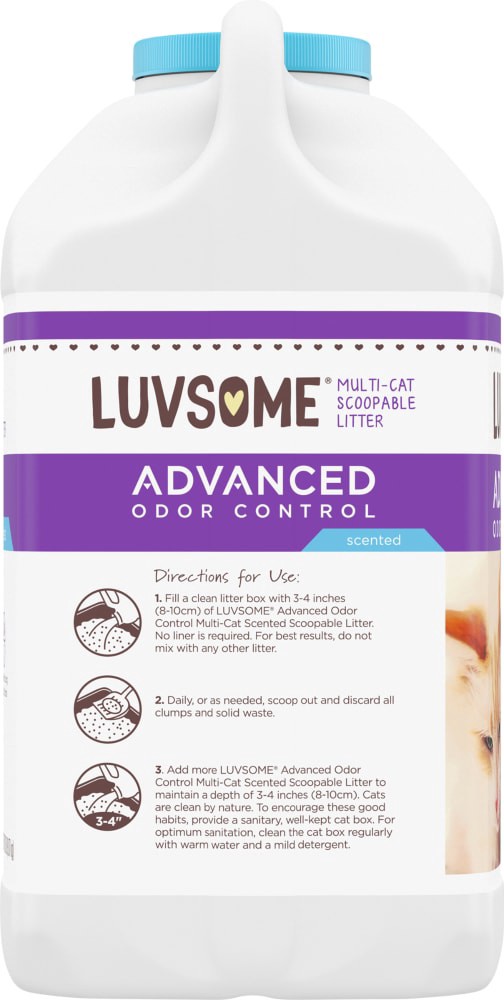 slide 2 of 4, Luvsome Advanced Odor Control Scented Multi-Cat Scoopable Litter, 20 lb