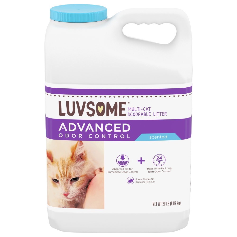 slide 1 of 4, Luvsome Advanced Odor Control Scented Multi-Cat Scoopable Litter, 20 lb