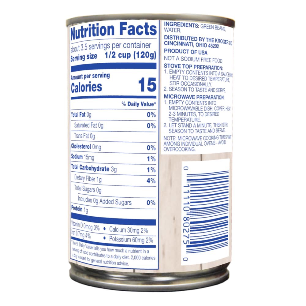 slide 2 of 5, Kroger No Salt Added French Style Sliced Green Beans, 14.5 oz