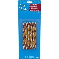 Pet Pride Pork Beef And Chicken Medium Rawhide Twists