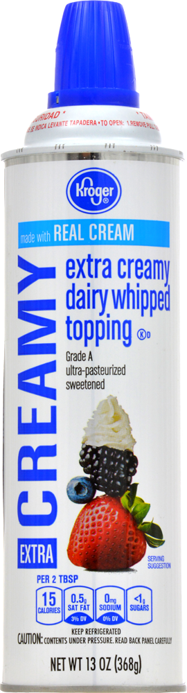 slide 1 of 1, Kroger Extra Creamy Dairy Whipped Cream Topping, 13 oz