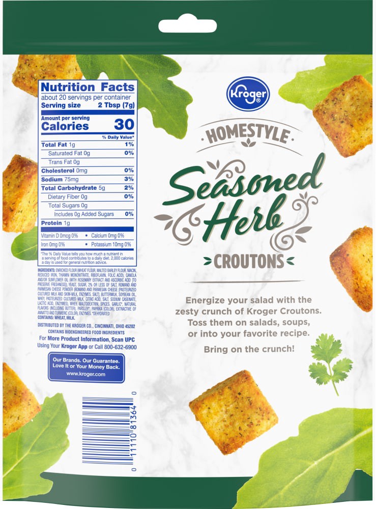 slide 3 of 3, Kroger Homestyle Seasoned Herb Croutons, 5 oz