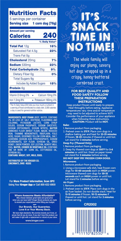 slide 2 of 2, Kroger Beef Corn Dogs, 5 ct  13.35 oz