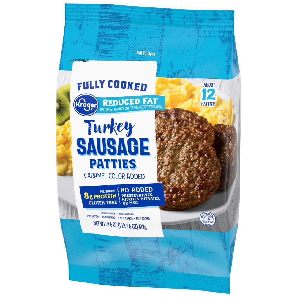 slide 4 of 4, Kroger Turkey Sausage Patties, 21.6 oz