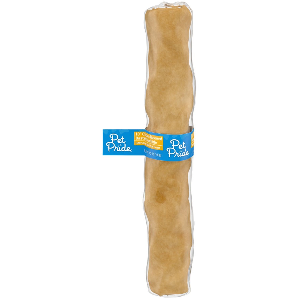 slide 3 of 3, Pet Pride Chicken Flavored Basted Rawhide Retriever Roll For Dogs, 10 in