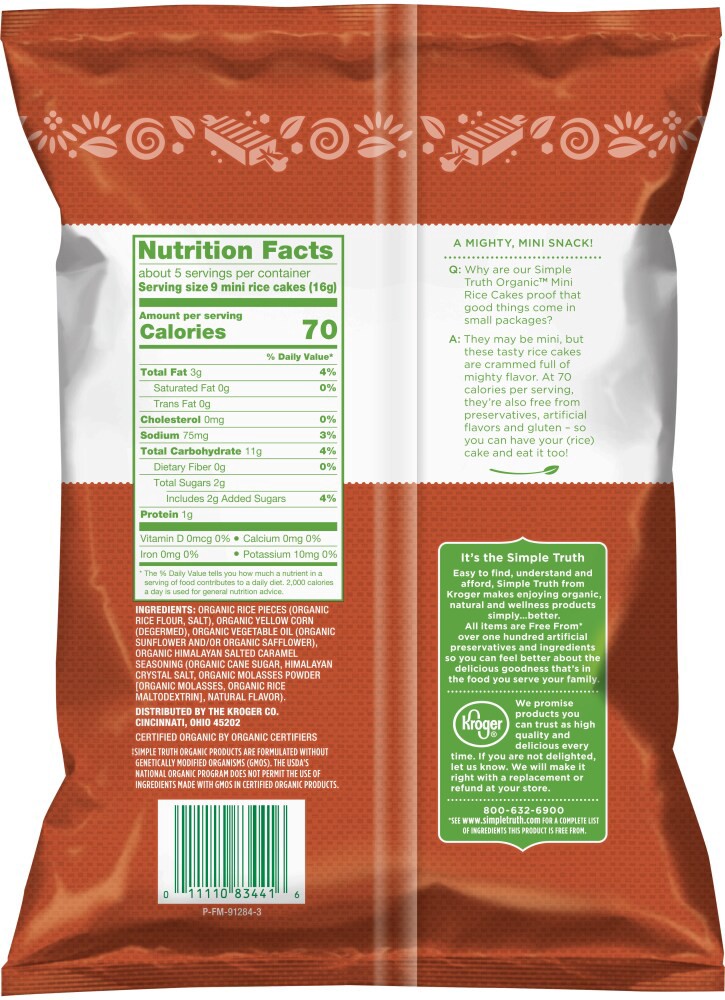 slide 2 of 2, Simple Truth Organic Himalayan Salted Caramel Mini Rice Cakes - 3 oz, 3 oz