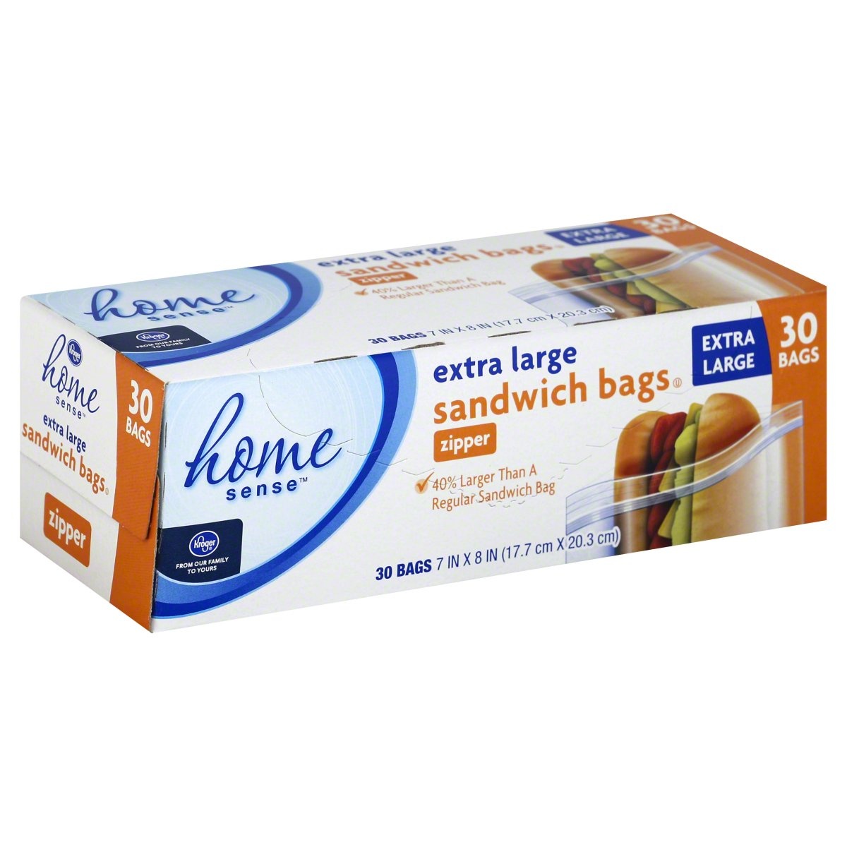 slide 1 of 1, Kroger Home Sense Extra Large Sandwich Bags, 30 ct