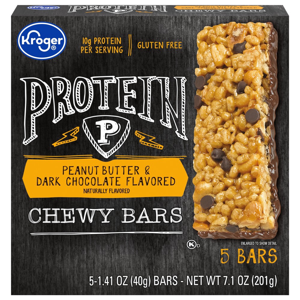 slide 2 of 2, Kroger Peanut Butter & Dark Chocolate Flavored Protein Chewy Bars - 5 ct; 1.42 oz, 5 ct; 1.42 oz
