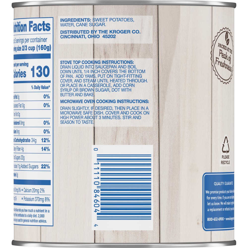 slide 3 of 3, Kroger Cut Yams Sweet Potatoes In Syrup, 29 oz