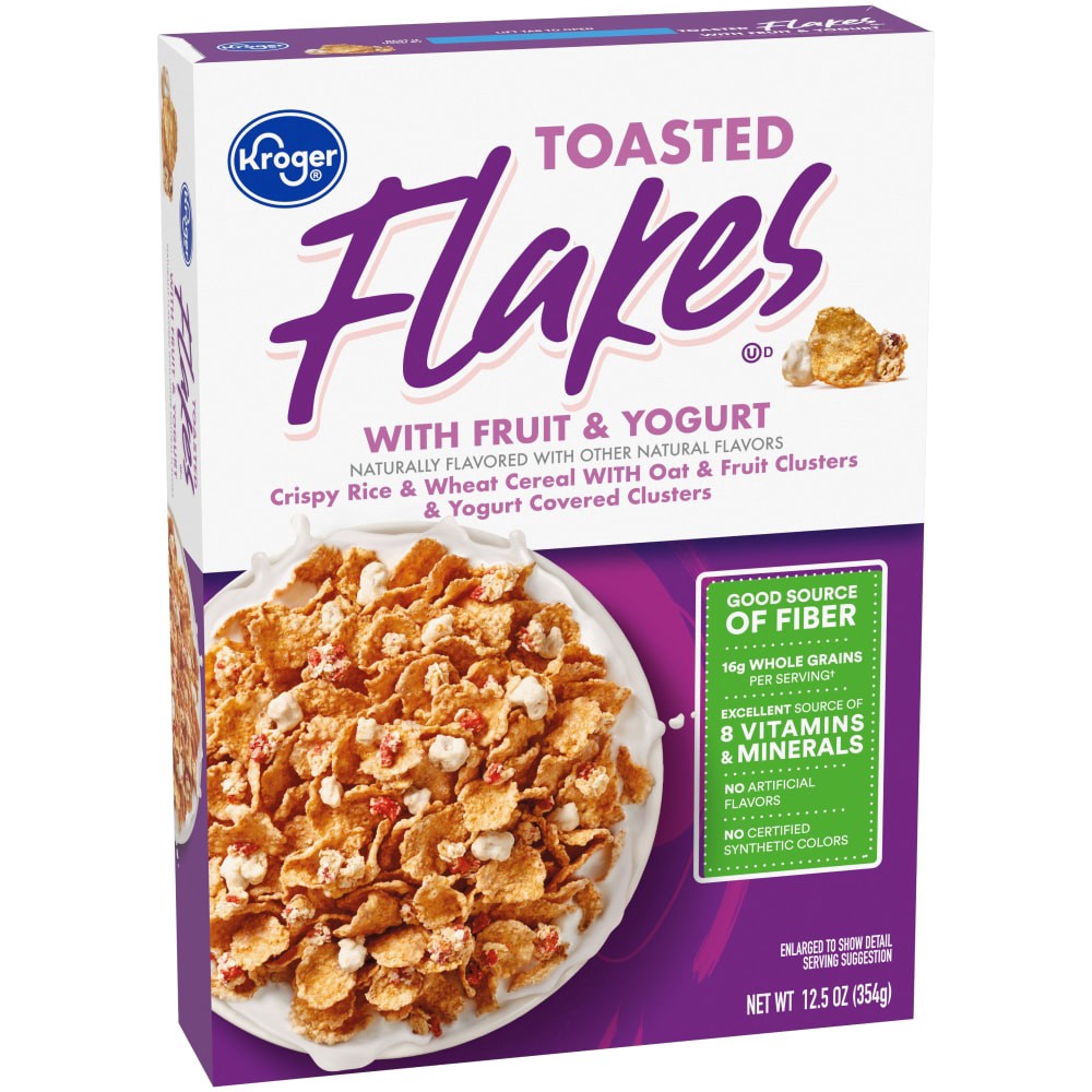 slide 4 of 5, Kroger Whole Grain Toasted Flakes With Fruits & Yogurt Cereal, 12.5 oz