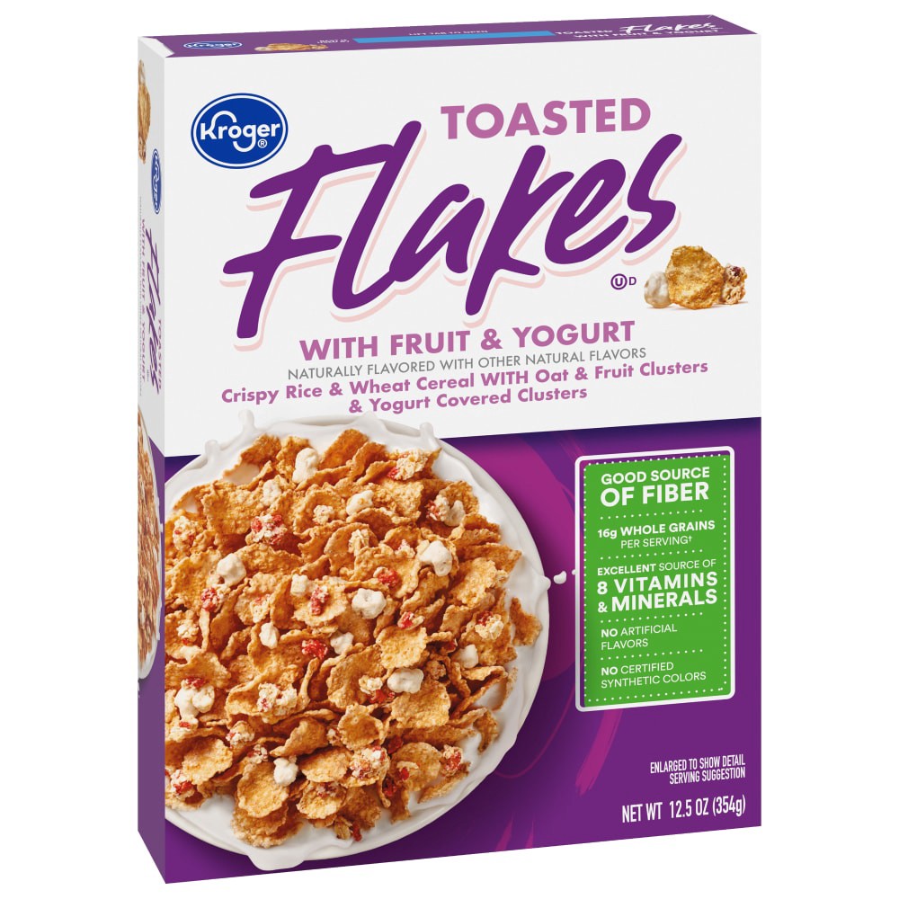 slide 4 of 5, Kroger Whole Grain Toasted Flakes With Fruits & Yogurt Cereal, 12.5 oz