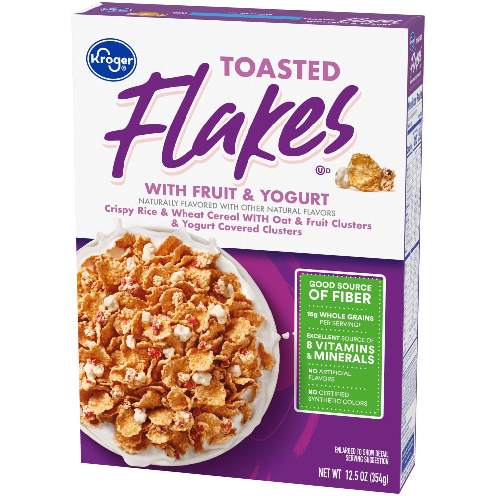 slide 2 of 5, Kroger Whole Grain Toasted Flakes With Fruits & Yogurt Cereal, 12.5 oz