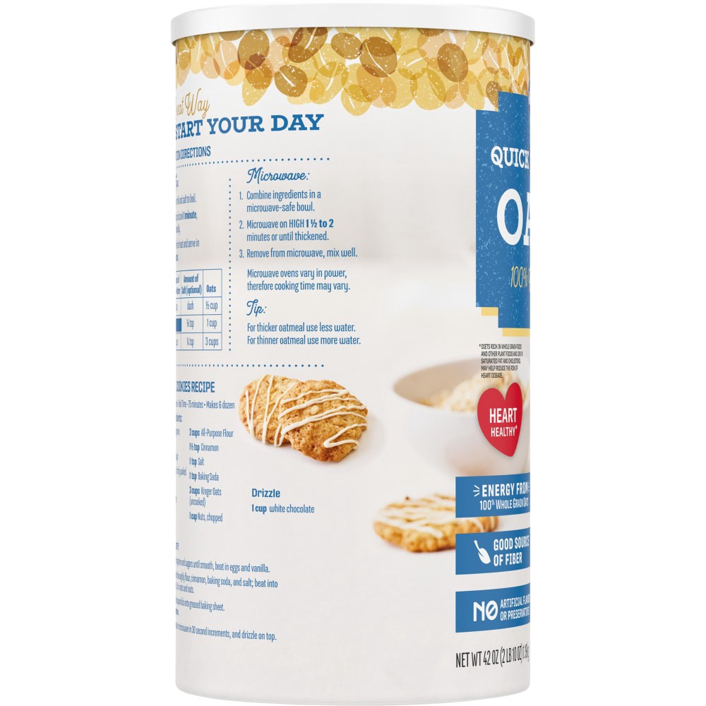 slide 3 of 4, Kroger Quick 1-Minute 100% Whole Grain Oats, 42 oz
