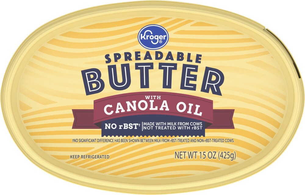 slide 5 of 6, Kroger Spreadable Butter With Canola Oil, 15 oz