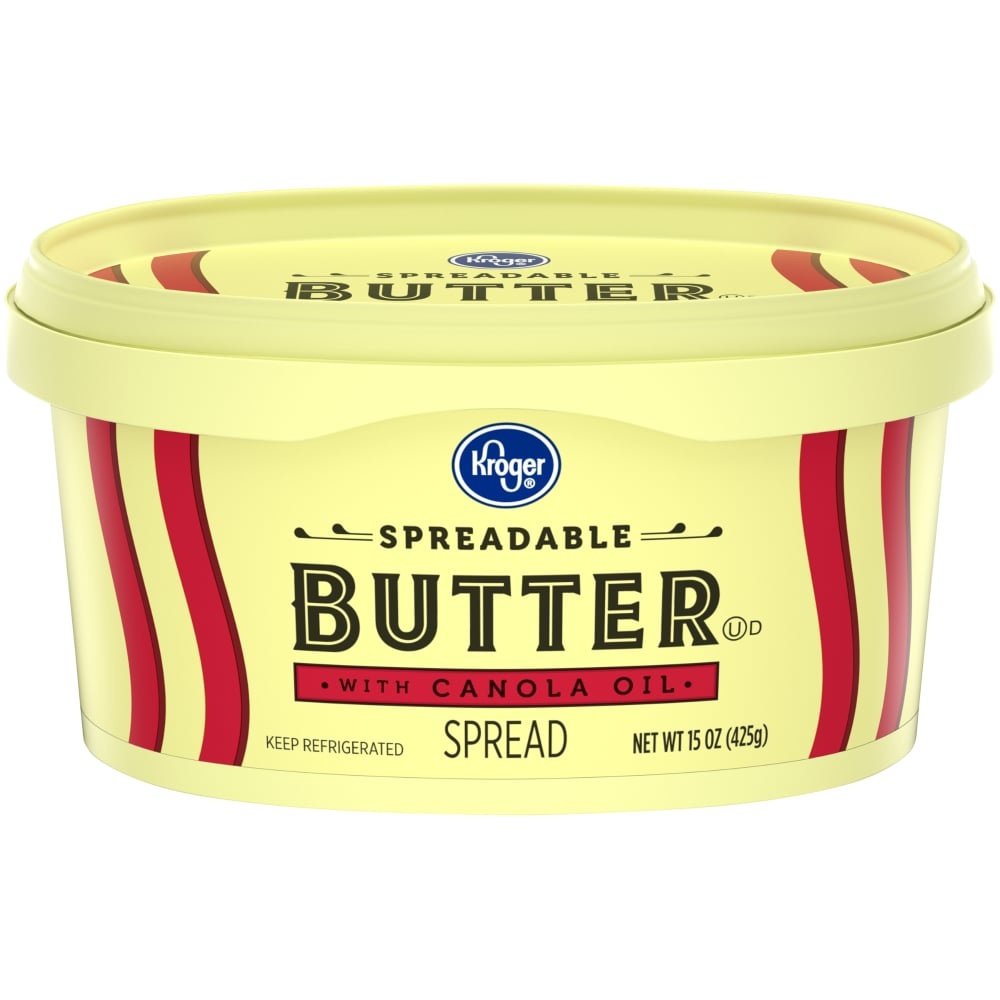 slide 1 of 6, Kroger Spreadable Butter With Canola Oil, 15 oz