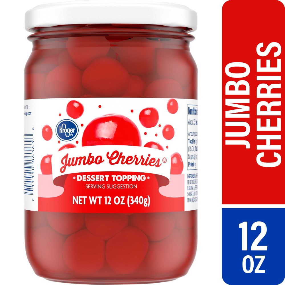 slide 2 of 4, Kroger Jumbo Cherries Dessert Topping - 12 oz, 12 oz