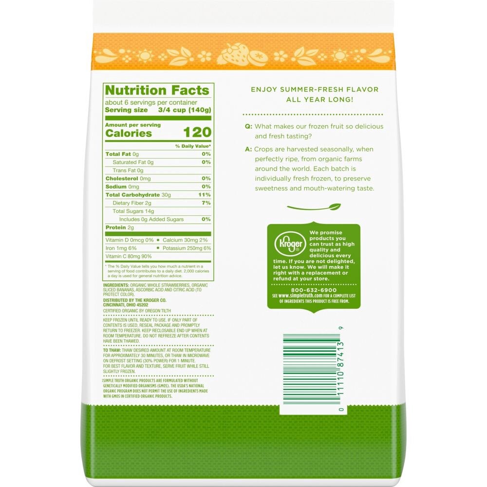 slide 4 of 4, Simple Truth Organic Frozen Sliced Strawberries & Bananas, 32 oz