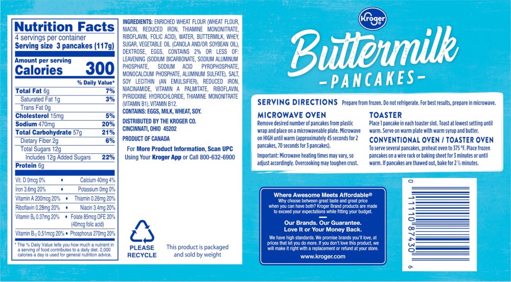 slide 3 of 4, Kroger Buttermilk Pancakes, 12 ct  16.5 oz