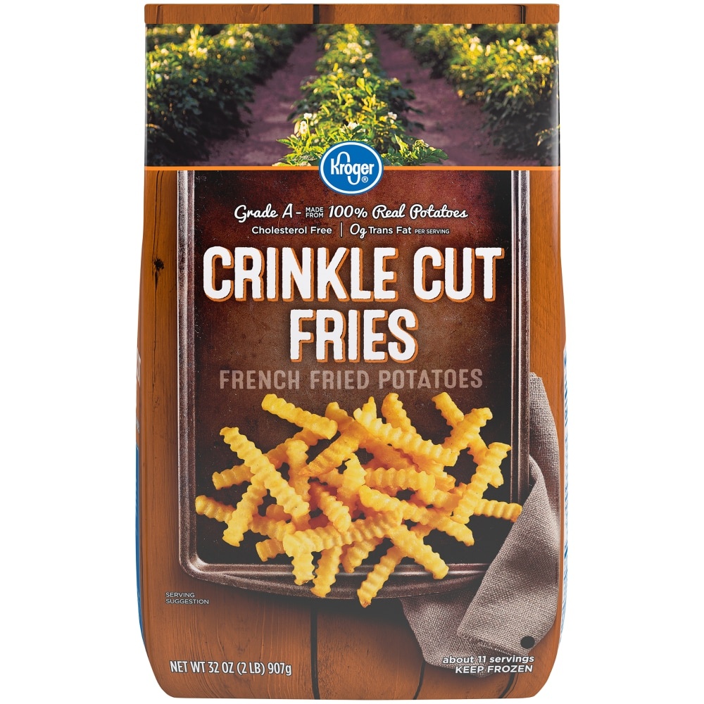 slide 1 of 4, Kroger Crinkle Cut French Fries Bag, 32 oz