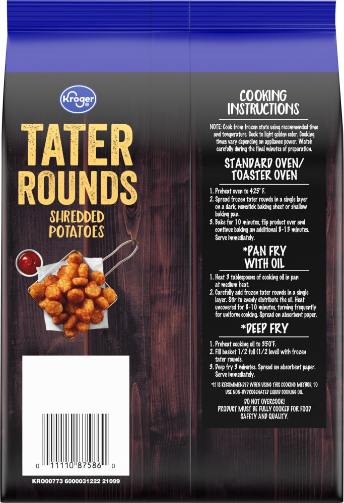 slide 2 of 3, Kroger Tater Rounds Shredded Potatoes, 30 oz