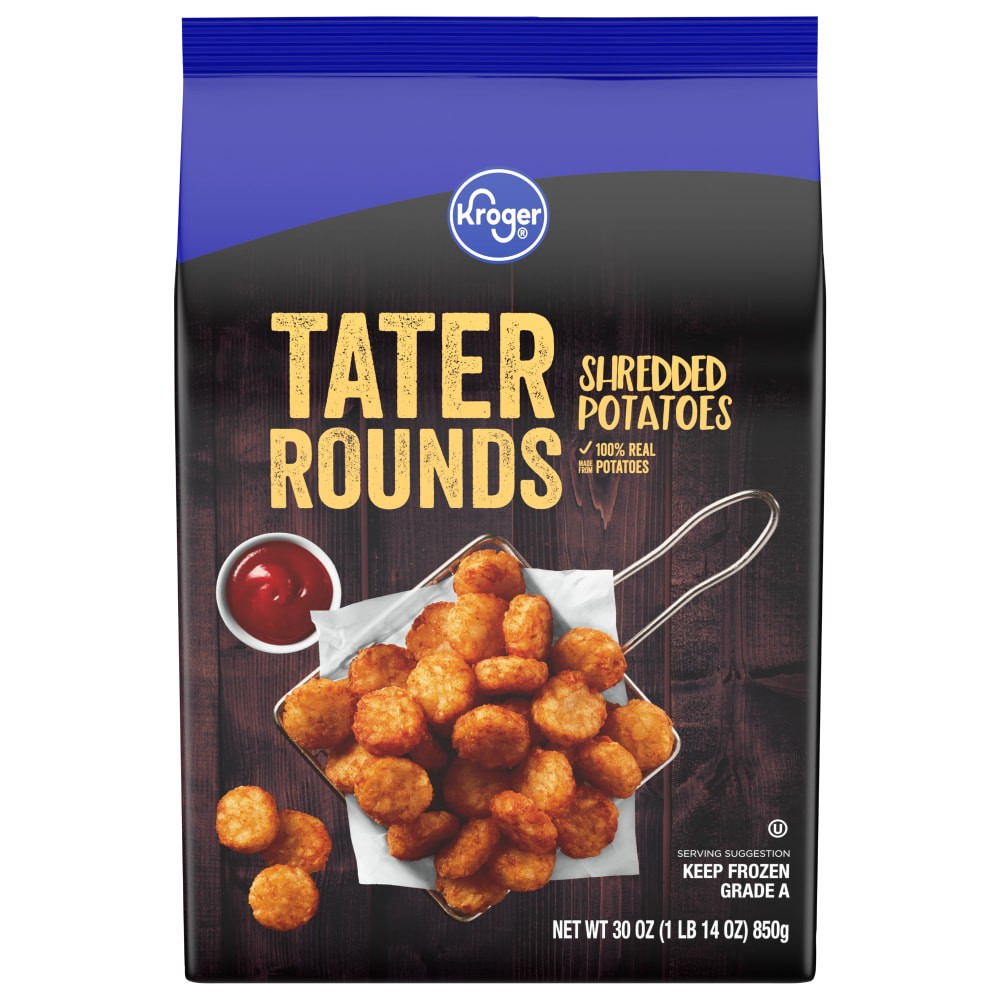slide 3 of 3, Kroger Tater Rounds Shredded Potatoes, 30 oz