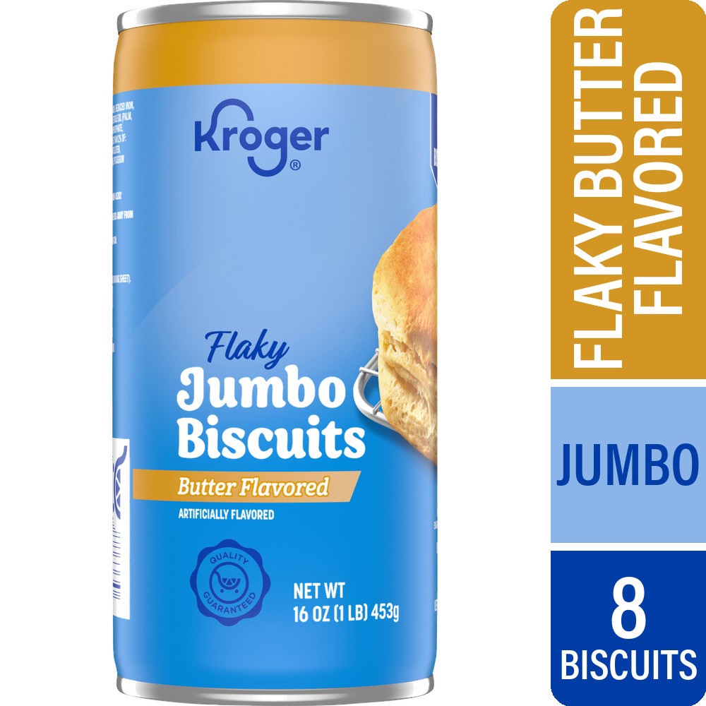 slide 3 of 3, Kroger Flaky Butter Flavored Jumbo Biscuits 8 Count, 16 oz