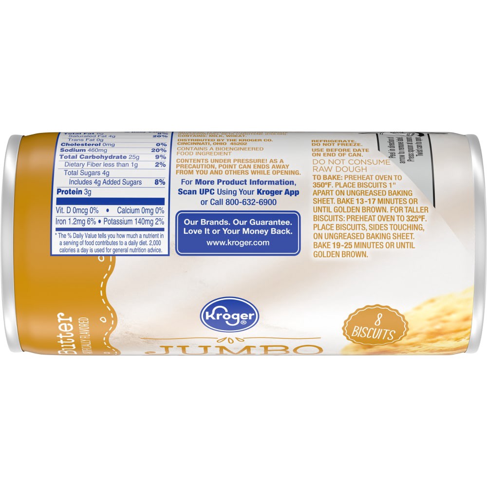 slide 3 of 3, Kroger Butter Flavored Ready-To-Bake Jumbo Biscuits, 8 ct; 16 oz