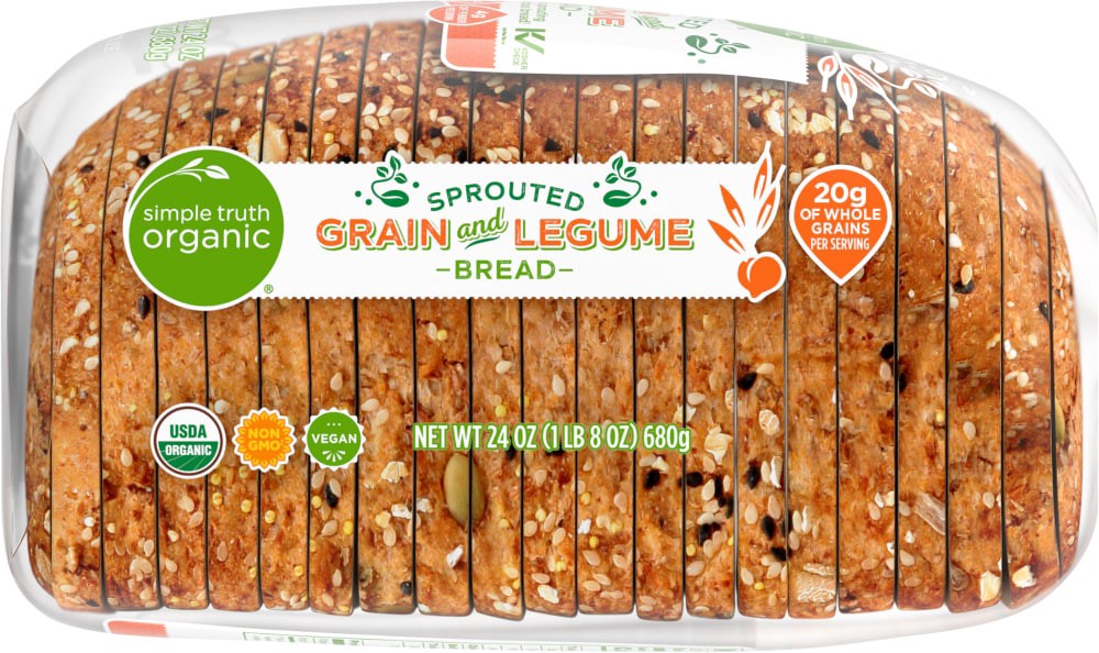 slide 2 of 3, Simple Truth Organic Sprouted Grain And Legume Bread, 24 oz
