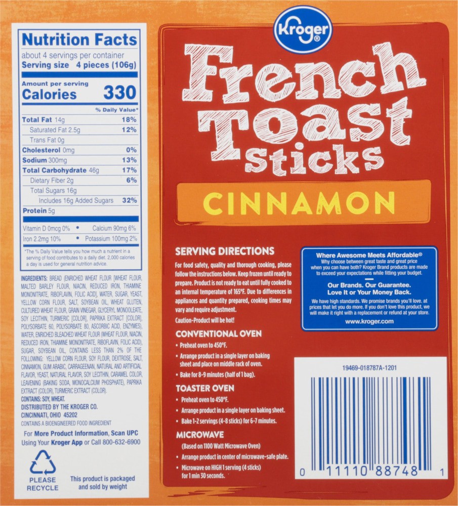 slide 3 of 6, Kroger Cinnamon French Toast Sticks, 16 oz