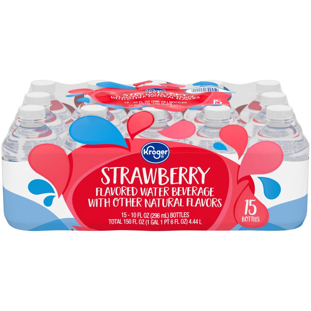 slide 2 of 3, Kroger Strawberry Flavored Water, 15 bottles / 10 fl oz