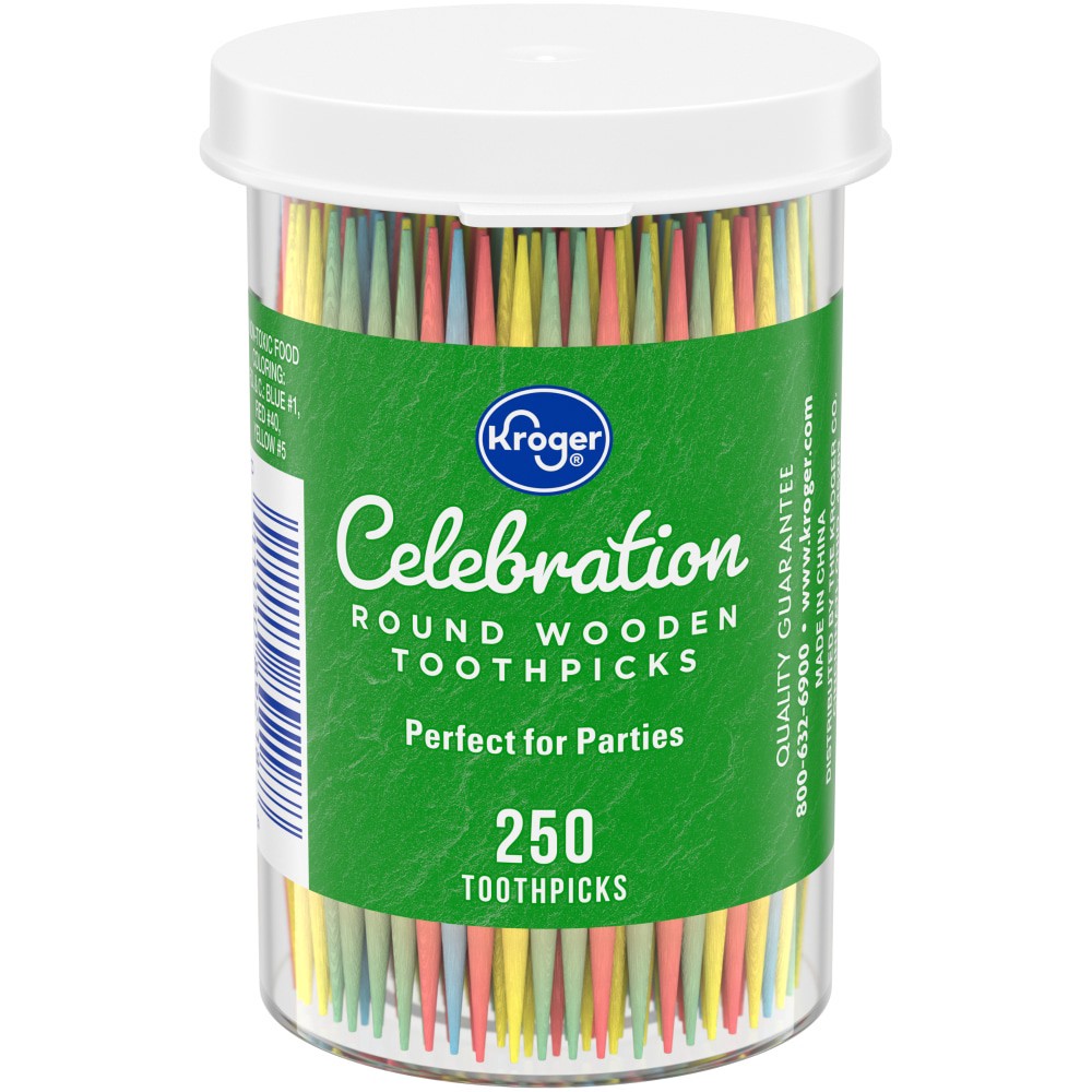 slide 2 of 3, Kroger Celebration Round Wooden Colored Toothpicks, 250 ct