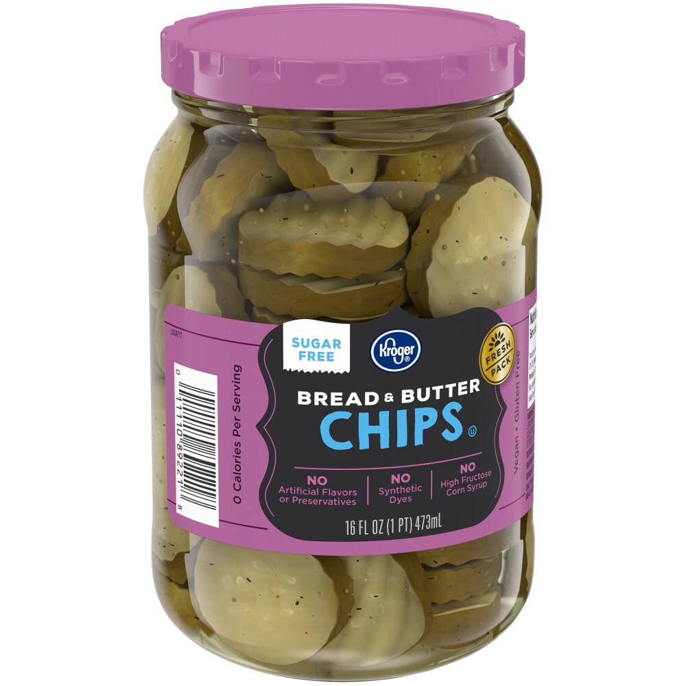 slide 2 of 5, Kroger Sugar Free Bread & Butter Chips, 16 fl oz