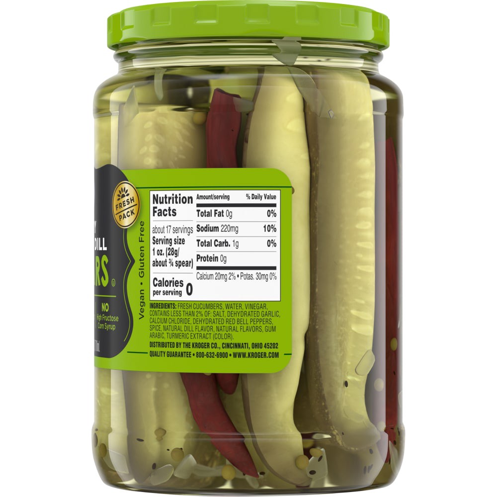 slide 3 of 3, Kroger Zesty Kosher Dill Pickle Spears, 24 fl oz