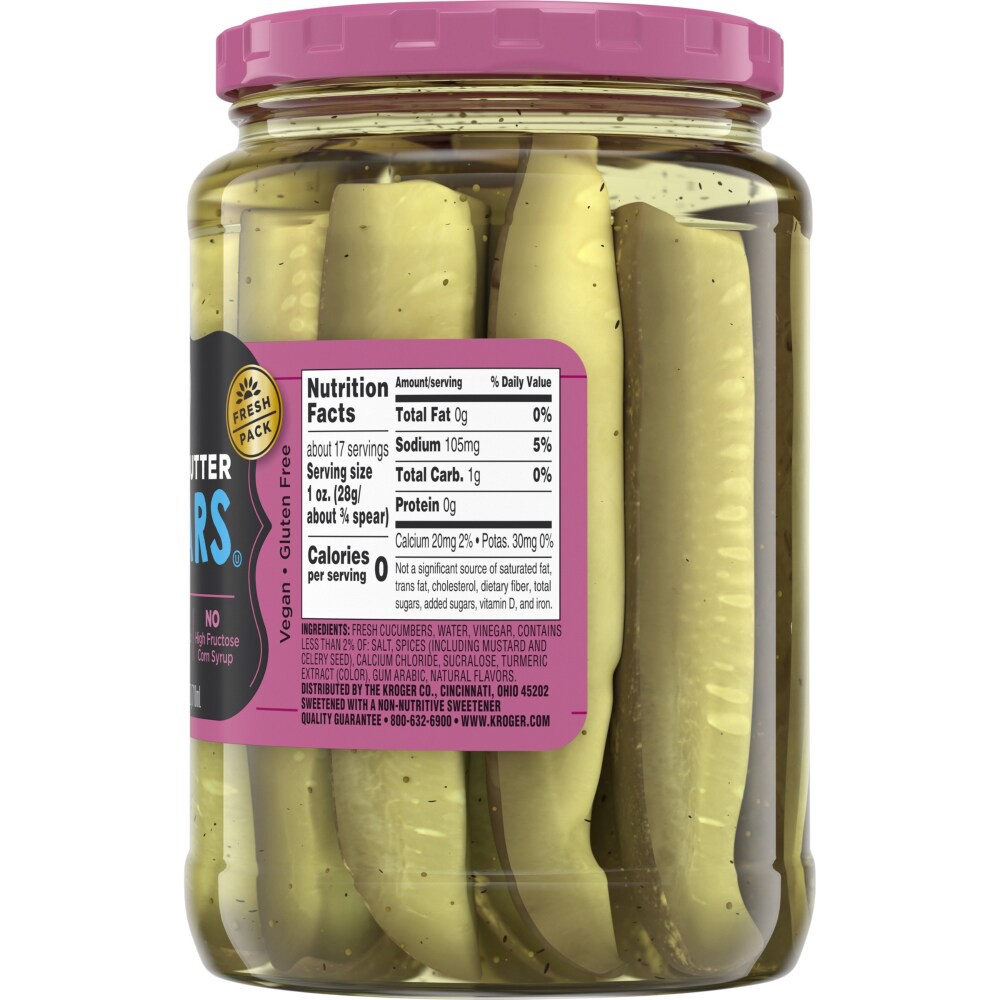 slide 2 of 3, Kroger Sugar Free Bread Butter Pickle Spears, 24 fl oz