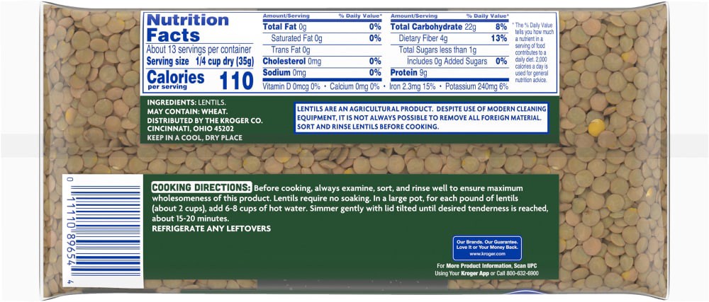slide 2 of 5, Kroger Lentil Beans, 16 oz