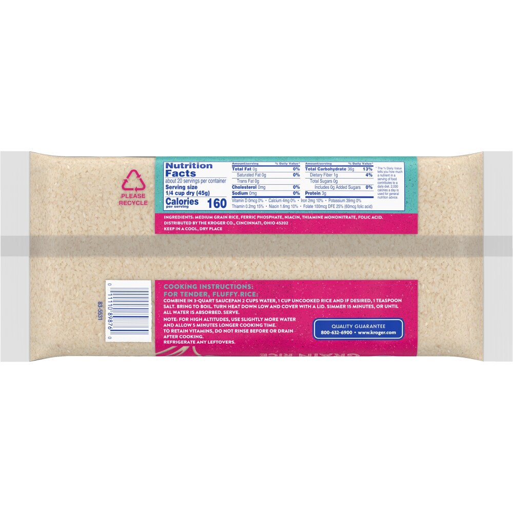 slide 2 of 2, Kroger Enriched Medium Grain Rice, 32 oz