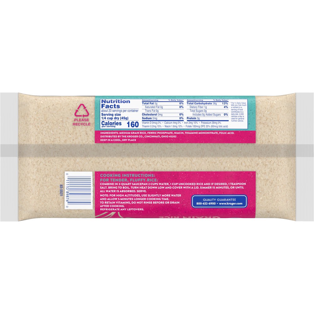 slide 2 of 2, Kroger Enriched Medium Grain Rice, 32 oz