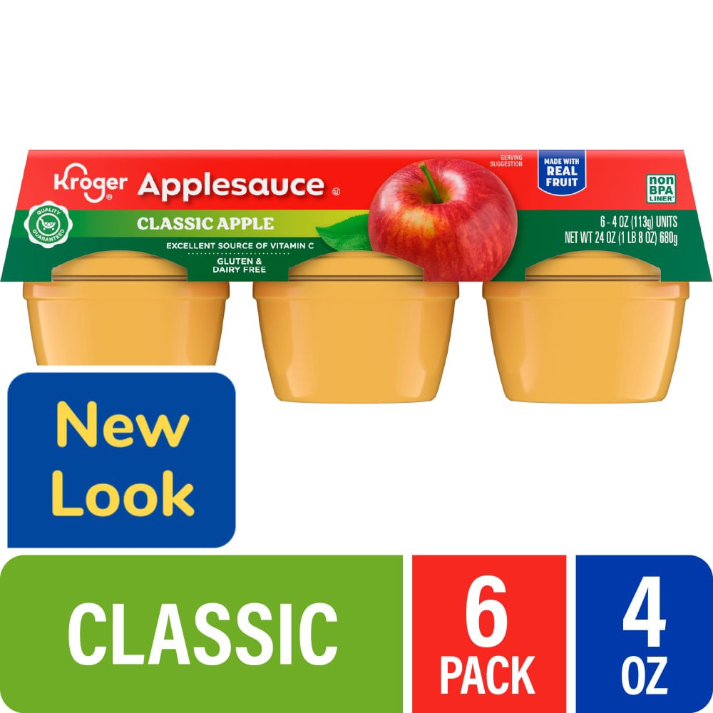 slide 3 of 3, Kroger Classic Applesauce Cups, 6 ct; 4 oz