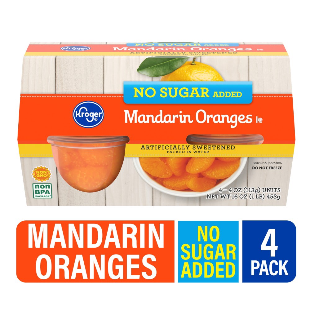 slide 3 of 3, Kroger No Sugar Added Mandarin Oranges Bowls, 4 ct; 4 oz