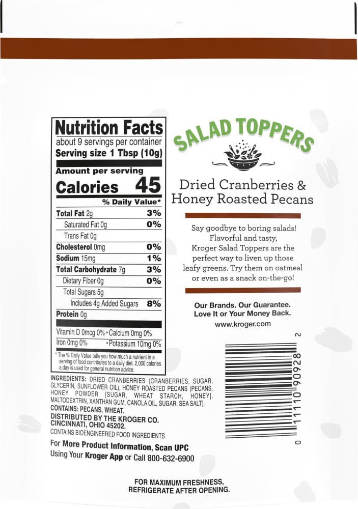 slide 2 of 2, Kroger Dried Cranberry & Honey Roasted Pecan Salad Toppers, 3 oz