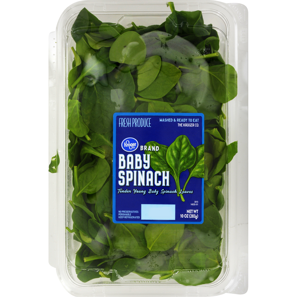 slide 1 of 1, Fresh Selections Kroger Baby Spinach, 10 oz