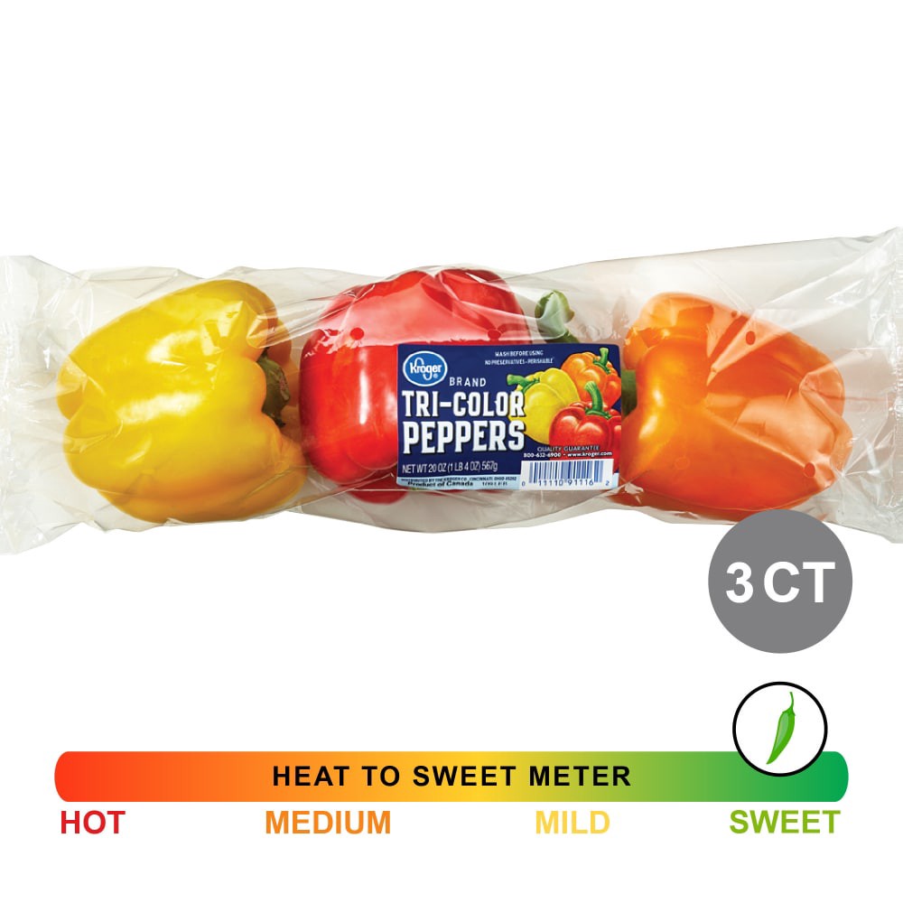 slide 1 of 1, Kroger Tri-Color Bell Peppers, 20 oz