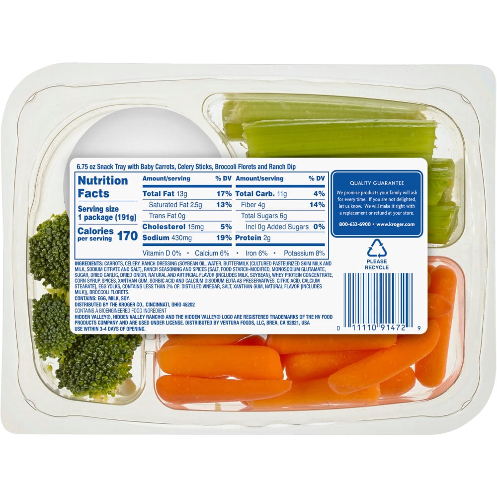 slide 2 of 2, Fresh Selections Kroger Carrots Celery Broccoli & Ranch Dip Snack Tray, 6.75 oz