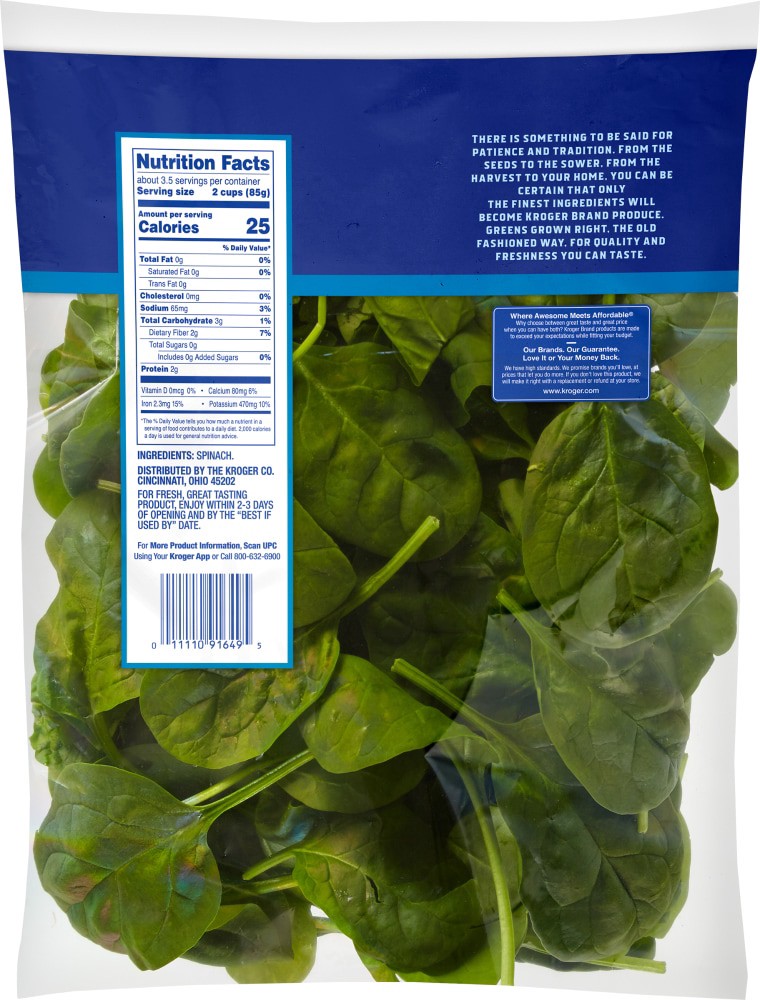 slide 2 of 3, Kroger Tender Spinach, 10 oz
