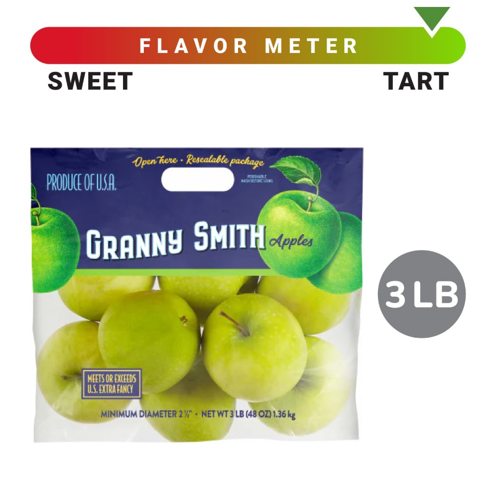 slide 2 of 2, Granny Smith Apple,Bag, 3 lb