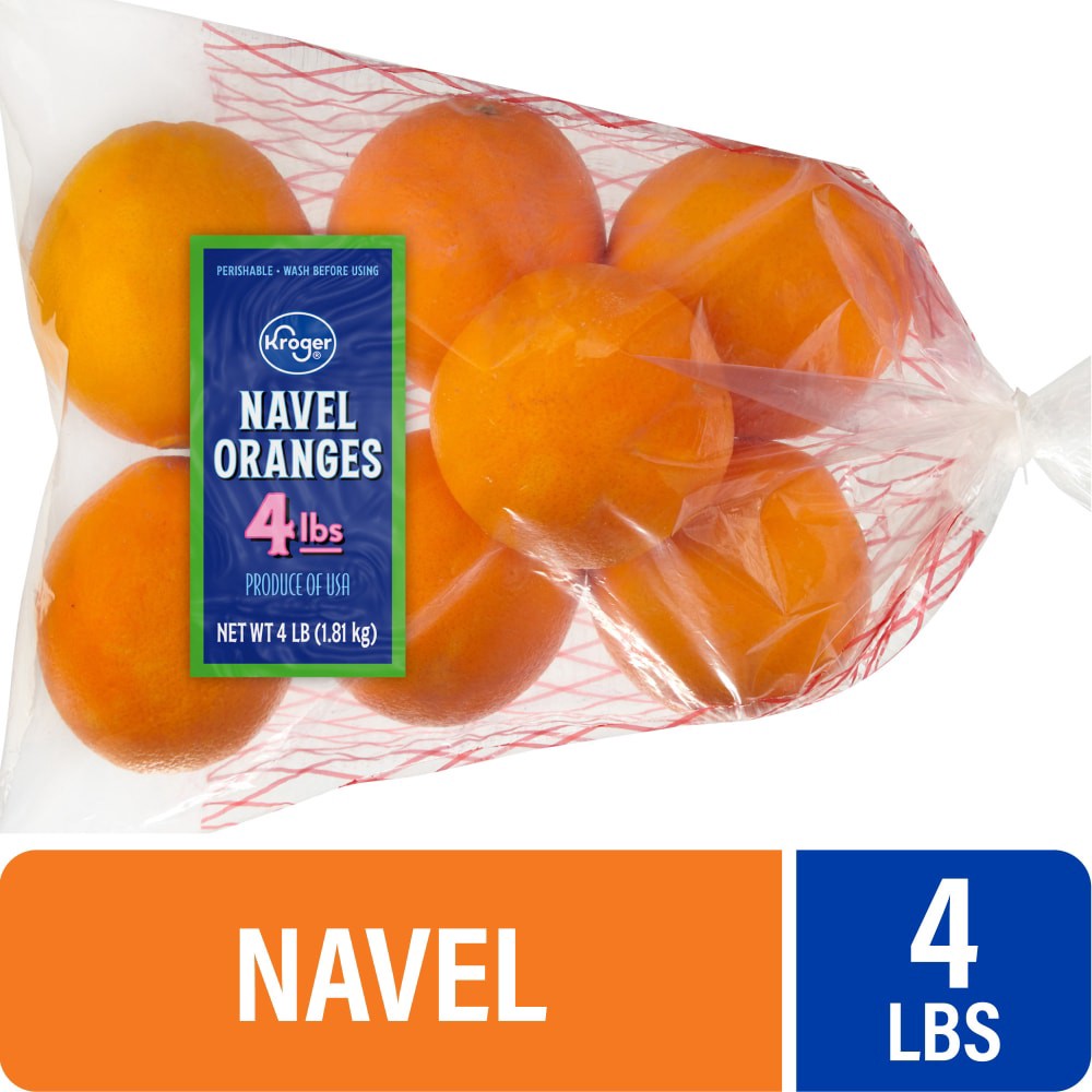 slide 5 of 5, Kroger Navel Oranges 4lb Bag, 4 lb