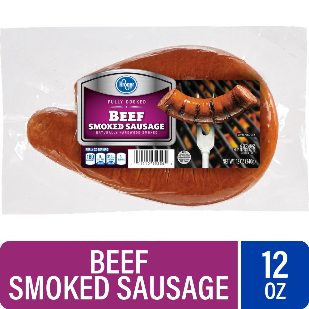 slide 3 of 4, Kroger Beef Smoked Sausage, 12 oz
